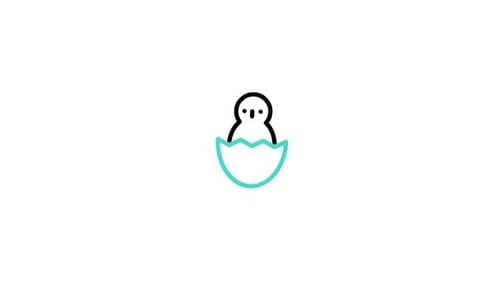 Animated Chick Hatching from Egg in Flat Design