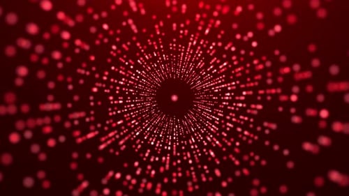 Abstract futuristic cyber world scene, sci-fi red particle tunnel, technology glowing surface, neon