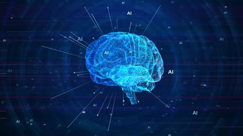 3D Future AI Tech, maschinelles Lernen, Gesichtskontur, Leiterplatte und binärer Datenfluss, Hintergrund, Cyber