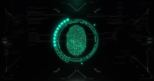Futuristic Digital Fingerprint Scan HUD Technology Reveal