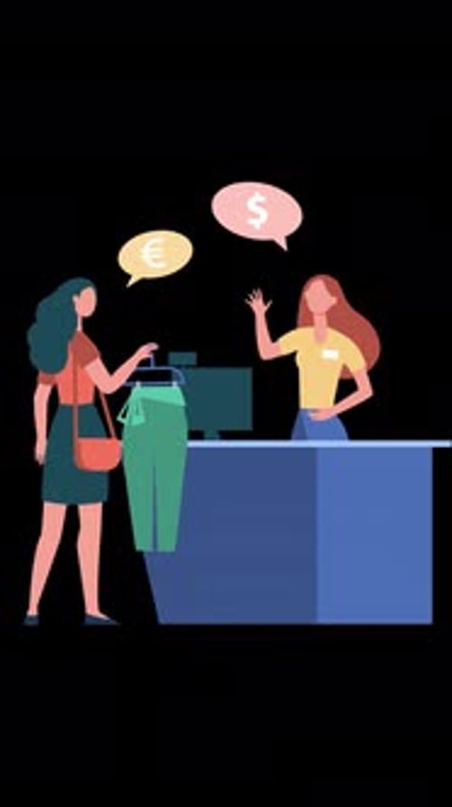 Happy Woman Shopping In Fashion Store On Vertical On Alpha Channel