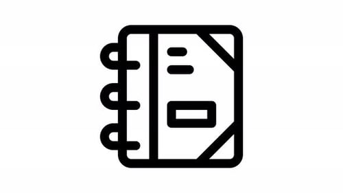 Animated Line Art Notebook Icon Reveal
