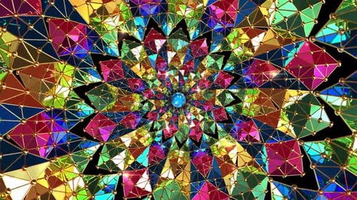 Colorful Shimmering Geometric Kaleidoscope Tunnel Loop