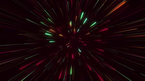 Abstract Hyperspace Travel with Neon Light Trails