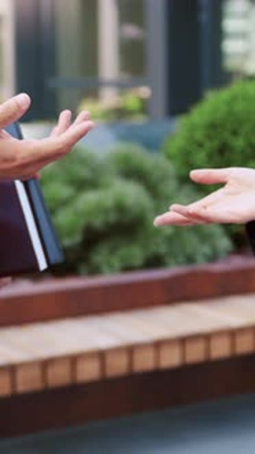 Close Up Thank you Handshake and Business People in City Meeting for Deal Offer or Contract