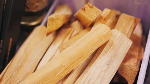 Close Up of Palo Santo Sticks in Container