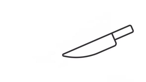 Animated Kitchen Knife Line Icon Rotation
