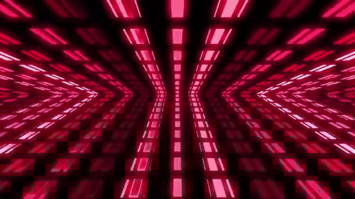 Red Neon Lights Tunnel Abstract Background