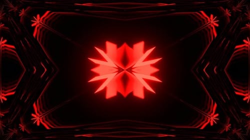 Orange And Red Symmetrical Bright Geometric Neon Kaleidoscope Pattern Background Vj Loop In 4K