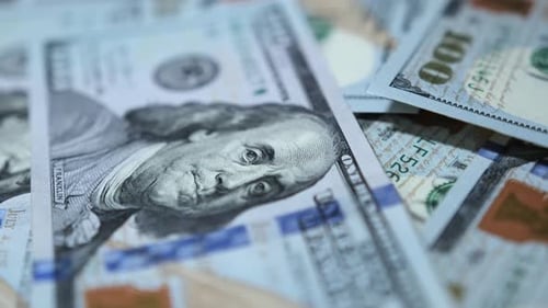 Macro Shot of American One Hundred Dollar Bills