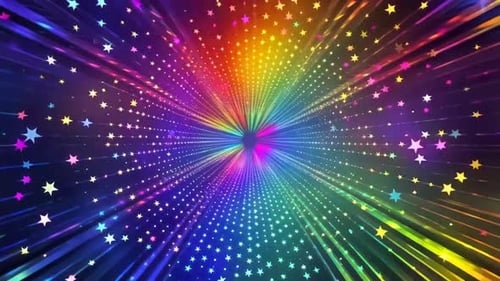 Bunte Regenbogenstern-Tunnel-Bewegungshintergrundschleife