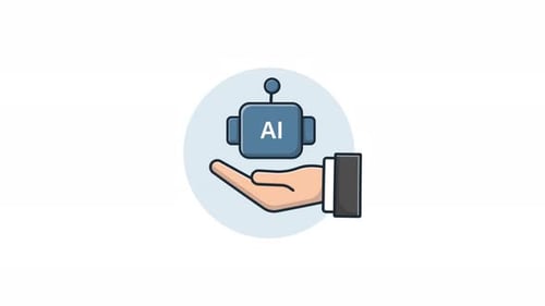 4k Hand mit KI-Roboter. Animationsvideo zum KI-Assistenzkonzept