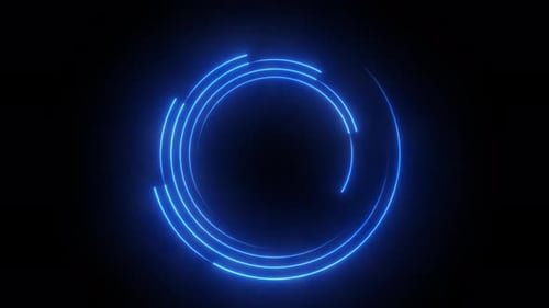 Neon Blue Glowing Circles Abstract Seamless Loop Background