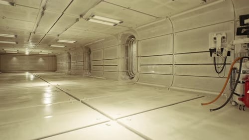 Arbeitsbereich mit freiliegenden Leitungen und Reparaturzugangspaneelen