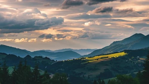 Clouds Time Lapse in Green Countryside Nature