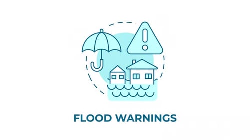 Flood warnings blue concept icon animation