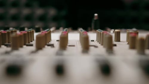 Remote control mixer to adjust the sound volume level Create music Recording studio equalizer