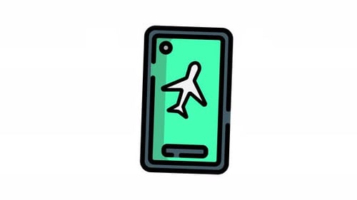 Animationsflugmodus mit Smartphone-Symbol. Thematische Smartphone-Funktion
