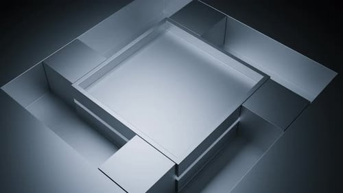 A large square around which smaller squares move in animation
