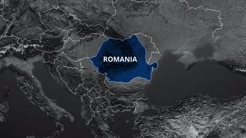 Romania Map Blue Color 4K