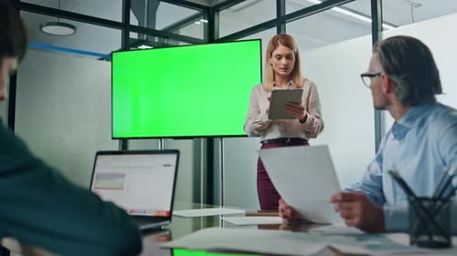 Confident Speaker Talking Mockup Presentation