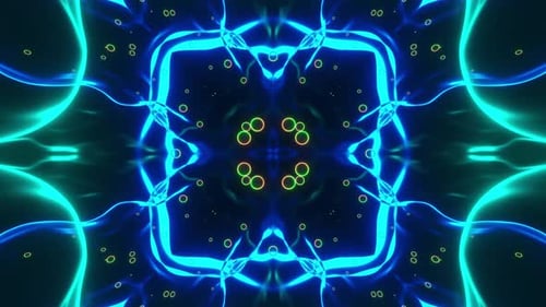 Blue and green abstract design. Kaleidoscope VJ loop