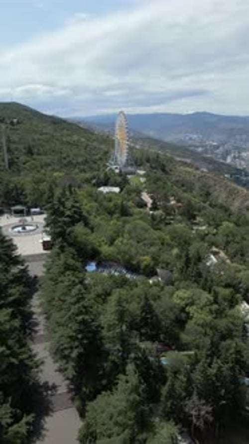 Scenic Aerial View of Ferris Wheel and Forest in Georgia