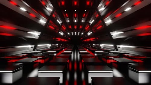 Red And White Rhomboid Neon Corridor Background Vj Loop In 4K
