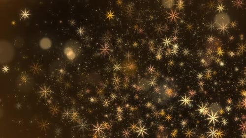 Sparkling Golden Snowflakes and Glittering Particles Animated Background