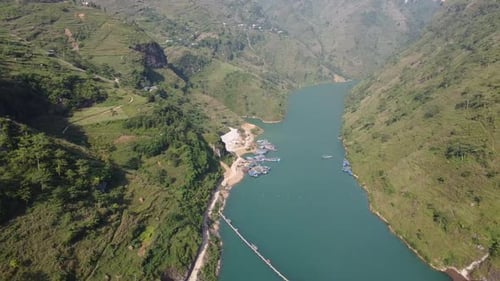 Aerial View of Serene Vietnamese River Valley