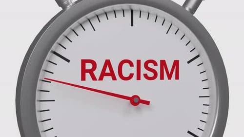 3D Stopwatch with Racism Text Moving Hand Animation