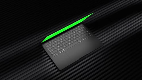 Modern Laptop Opening with Green Screen Display Mockup