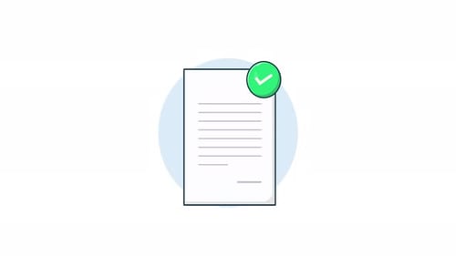 Animationsvideo zum Konzept eines verifizierten Dokuments in 4K