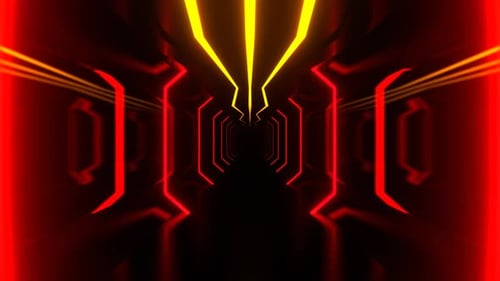Red And Orange Strobe Neon Sci Fi Corridor Background Vj Loop I 4K