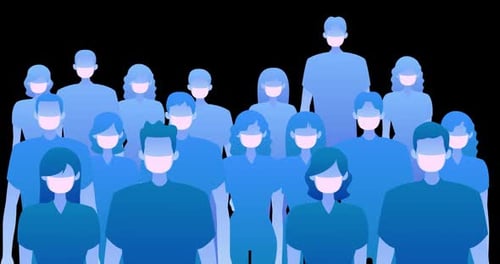Animated Crowd of People Wearing Medical Masks