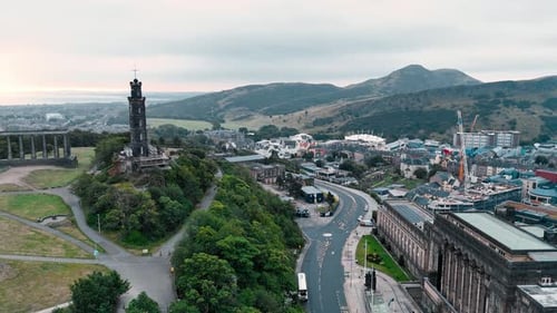 Aerial view of Edinburgh showcasing Calton Hill and surrounding landscapes