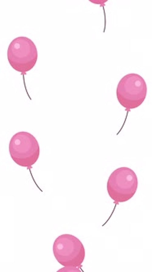Pink balloons floating upward 2D vertical animation