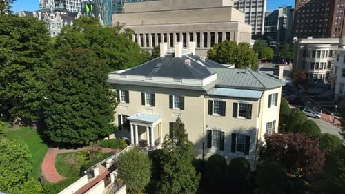 Virginia Executive Mansion. Aerial view of Richmond, VA capitol building grounds. Home to the govern