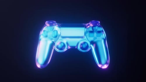 Loop animation of gamepad with dark neon light effect