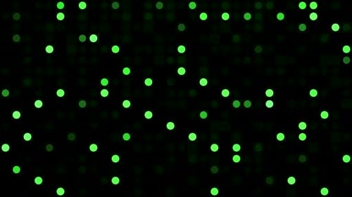 Black Background with Green Blinking Circles on a Black Background