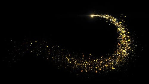 Gold Glitter Star Dust Magic Trail Sparkling Particles On Black