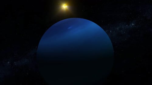 Realistischer 3D-Neptunplanet mit glühender Sonne