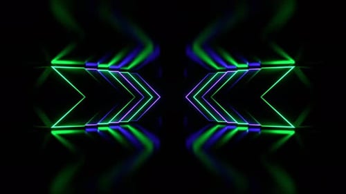 Corridor With Purple And Turquoise Neon Arrows Background Vj Loop In 4K