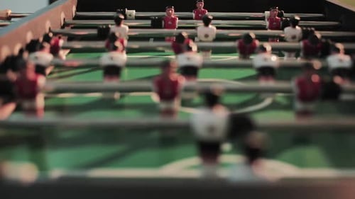 Tabletop Foosball Game Figures with Camera Focus Pull