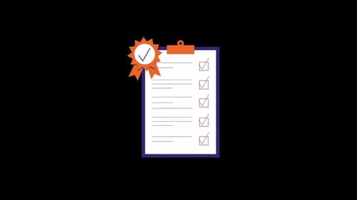 Flat Design Checklist Animation with Approval Seal
