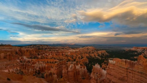 Warm Sunset Colors Cloud Movement Over Beautiful Red Rock Canyon Time Lapse