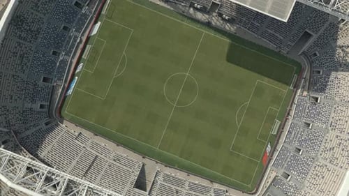 Top-down aerial view of a football stadium