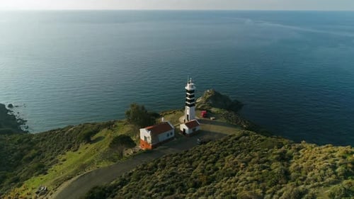 lighthouse drone view