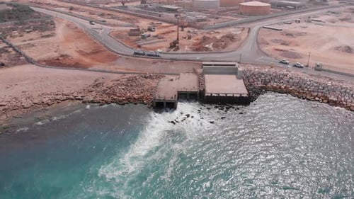 Aerial Footage over Sewerage pipe Spilled in the Mediterranean sea