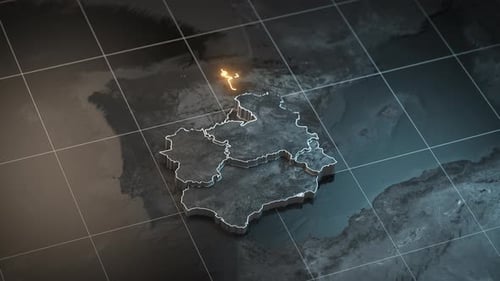 Spain Regions Map Outline Reveal Animation